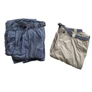 Columbia Lot of 2 Convertible Mens Hiking Pants Gray Tan 38x30 Cargo Omni Shade